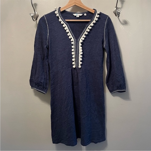 Boden Carina Pom Pom Dress Heathered Navy Size 2 - Picture 4 of 15